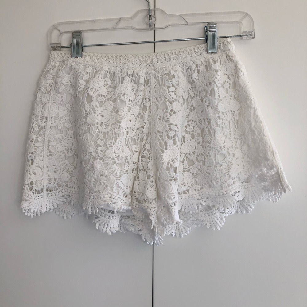 White crocheted shorts